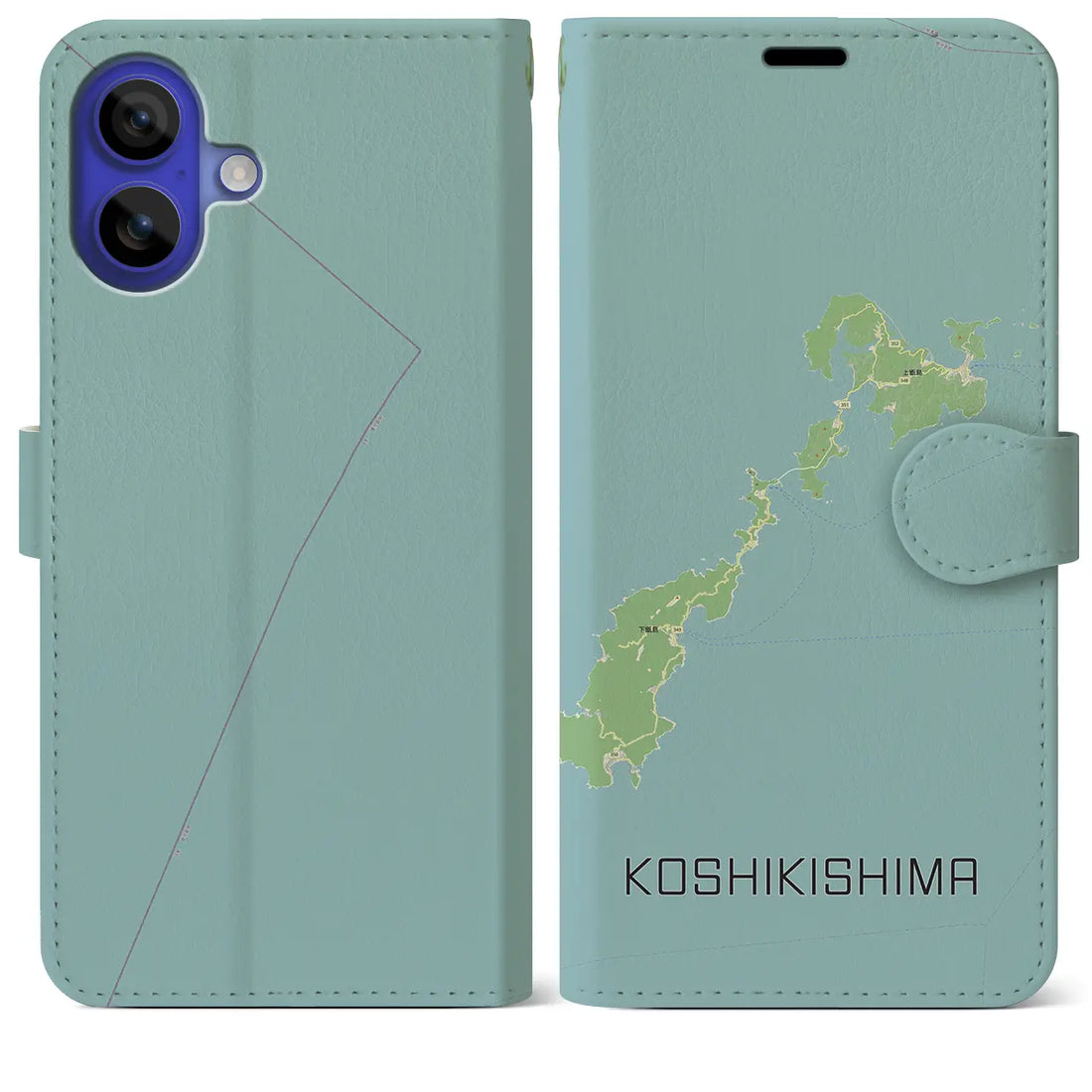 【甑島(鹿児島県)】地図柄iPhoneケース(手帳タイプ)ナチュラル・iPhone 16 Pro Max 用
