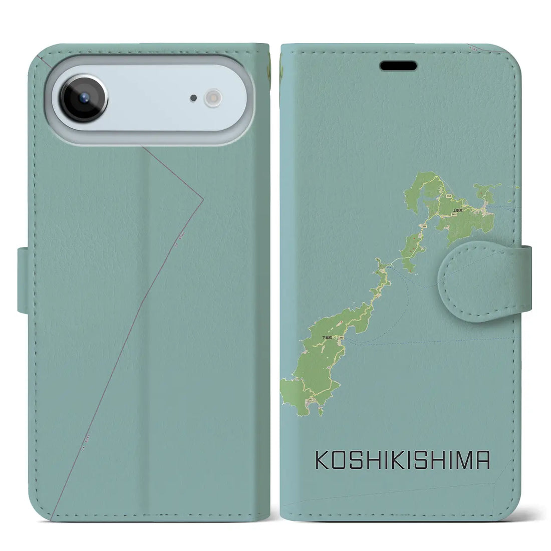 【甑島(鹿児島県)】地図柄iPhoneケース(手帳タイプ)ナチュラル・iPhone 17 Pro Max 用