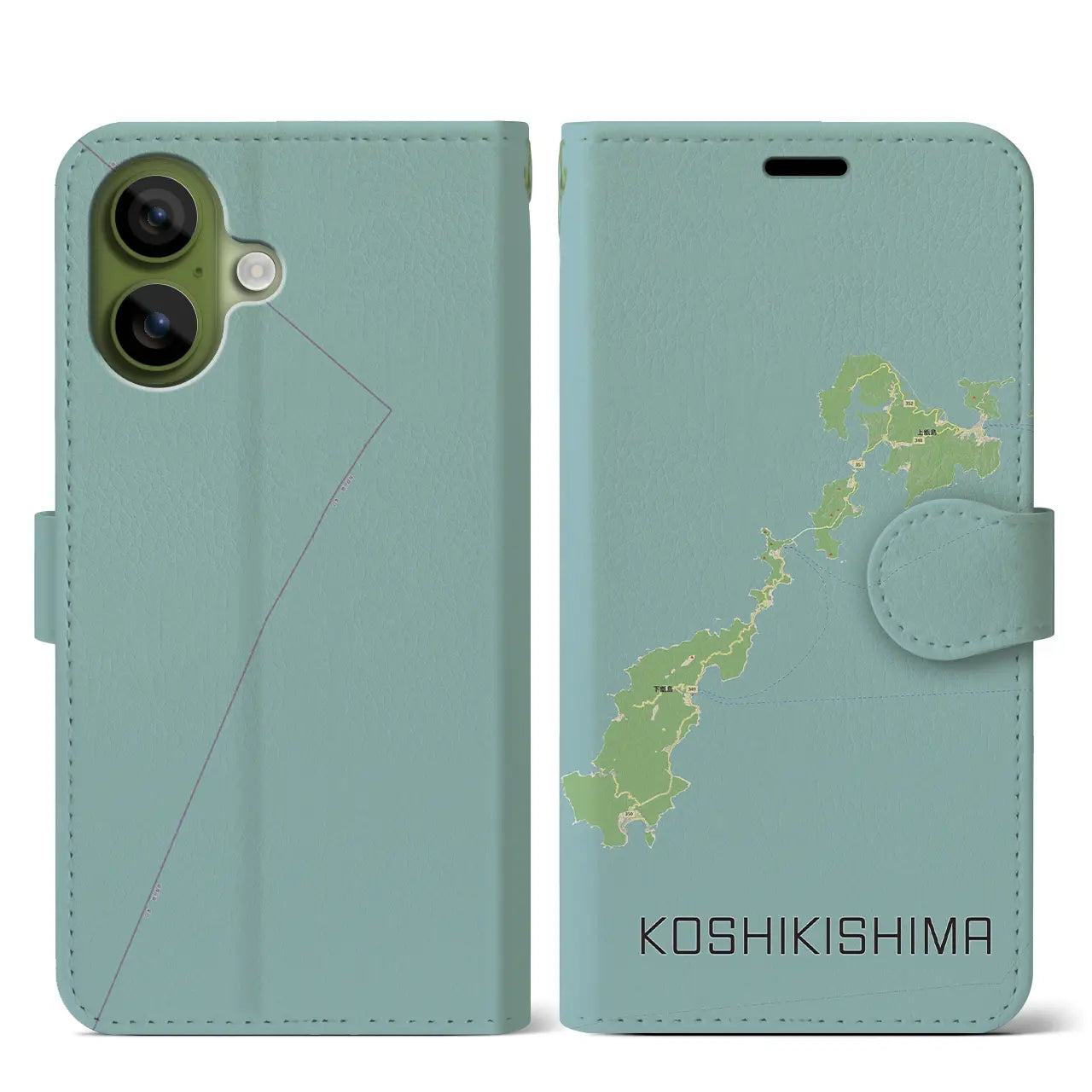 【甑島(鹿児島県)】地図柄iPhoneケース(手帳タイプ)