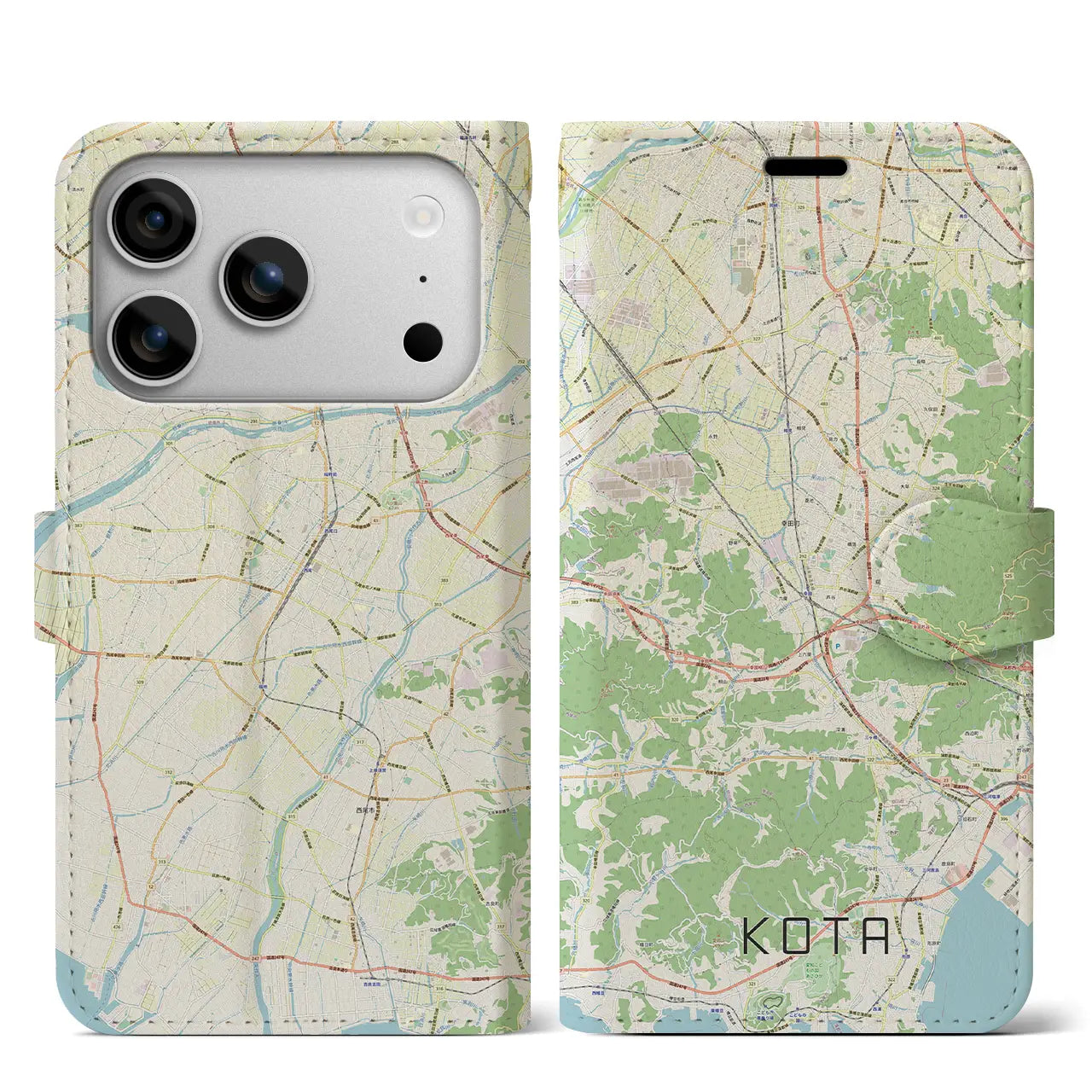 【幸田(愛知県)】地図柄iPhoneケース(手帳タイプ)モノトーン・iPhone 17 Pro Max 用