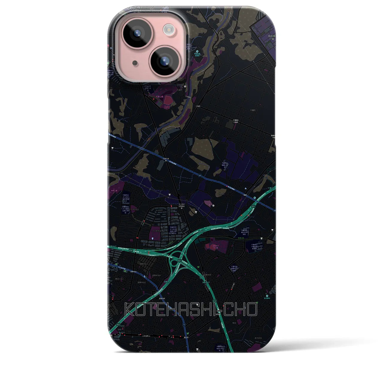 【犢橋町(千葉県)】地図柄iPhoneケース(バックカバータイプ)
