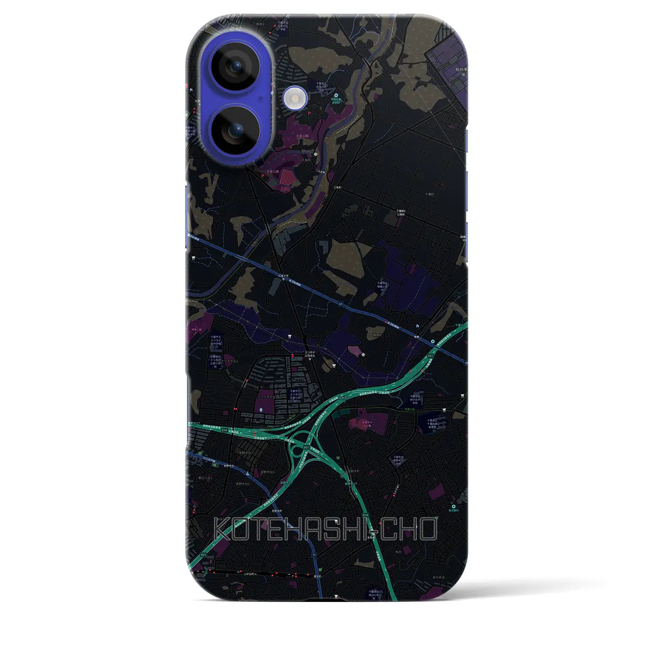 【犢橋町(千葉県)】地図柄iPhoneケース(バックカバータイプ)
