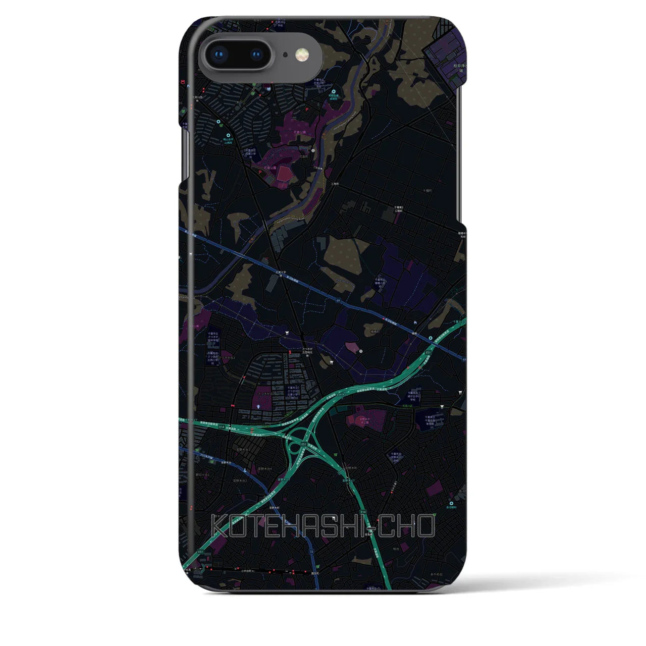 【犢橋町(千葉県)】地図柄iPhoneケース(バックカバータイプ)