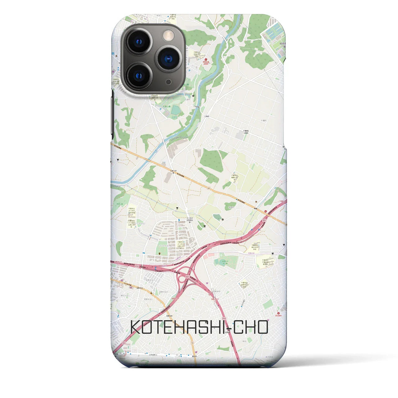 【犢橋町(千葉県)】地図柄iPhoneケース(バックカバータイプ)