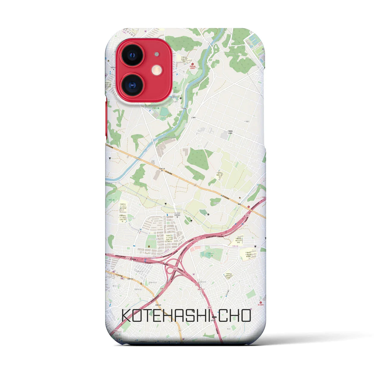 【犢橋町(千葉県)】地図柄iPhoneケース(バックカバータイプ)