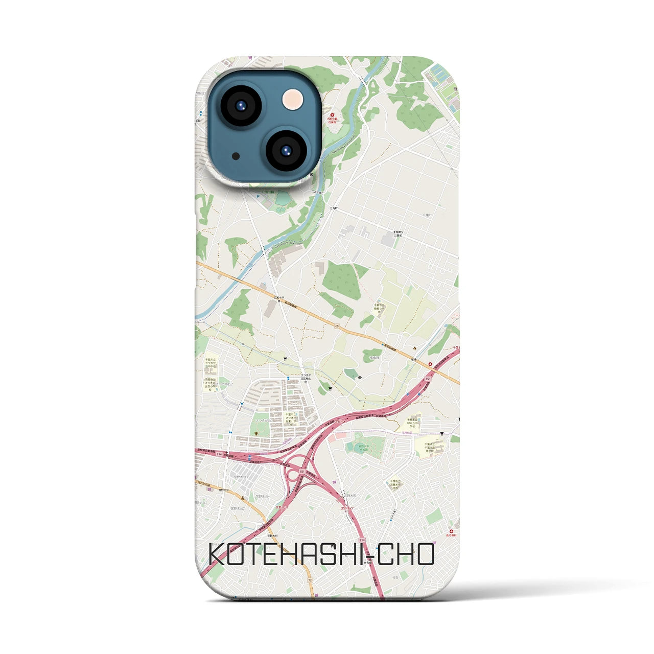【犢橋町(千葉県)】地図柄iPhoneケース(バックカバータイプ)
