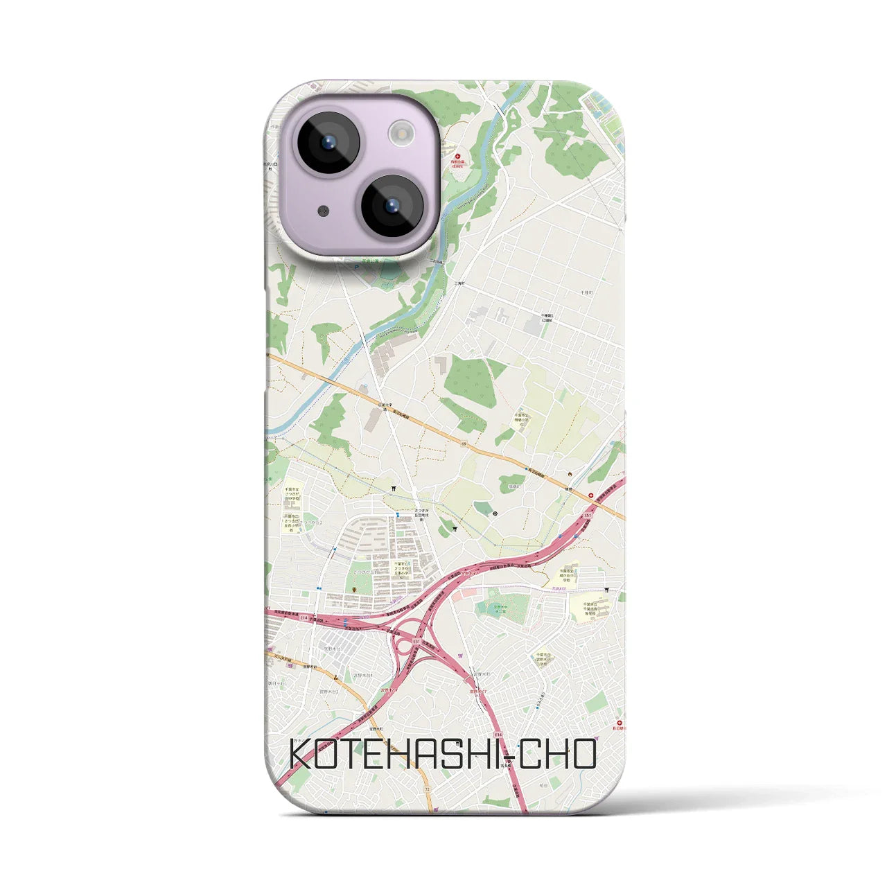 【犢橋町(千葉県)】地図柄iPhoneケース(バックカバータイプ)