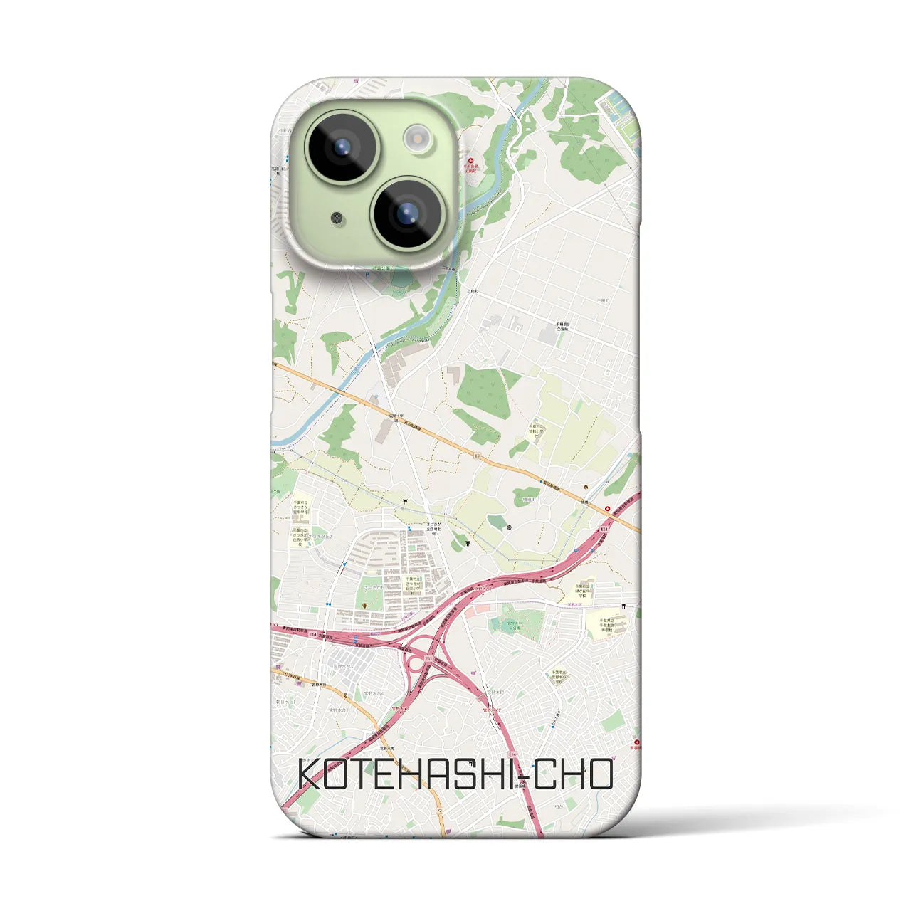 【犢橋町(千葉県)】地図柄iPhoneケース(バックカバータイプ)