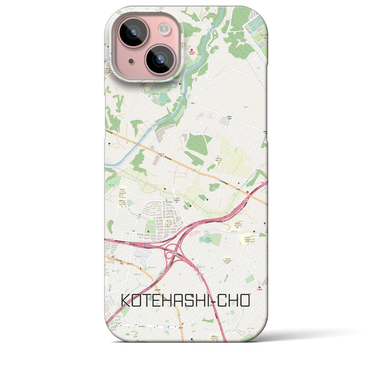 【犢橋町(千葉県)】地図柄iPhoneケース(バックカバータイプ)