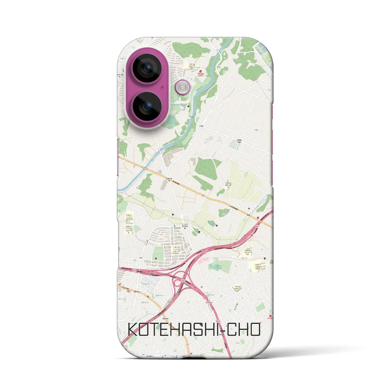 【犢橋町(千葉県)】地図柄iPhoneケース(バックカバータイプ)