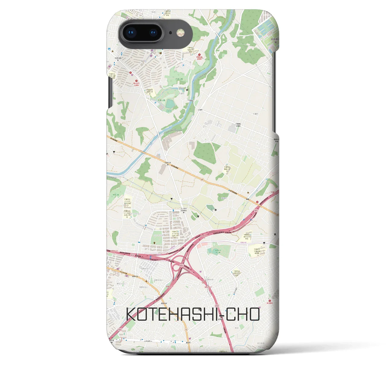 【犢橋町(千葉県)】地図柄iPhoneケース(バックカバータイプ)