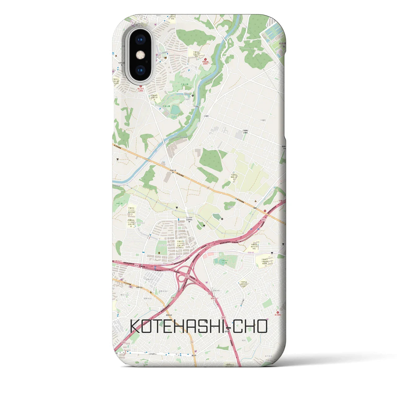 【犢橋町(千葉県)】地図柄iPhoneケース(バックカバータイプ)