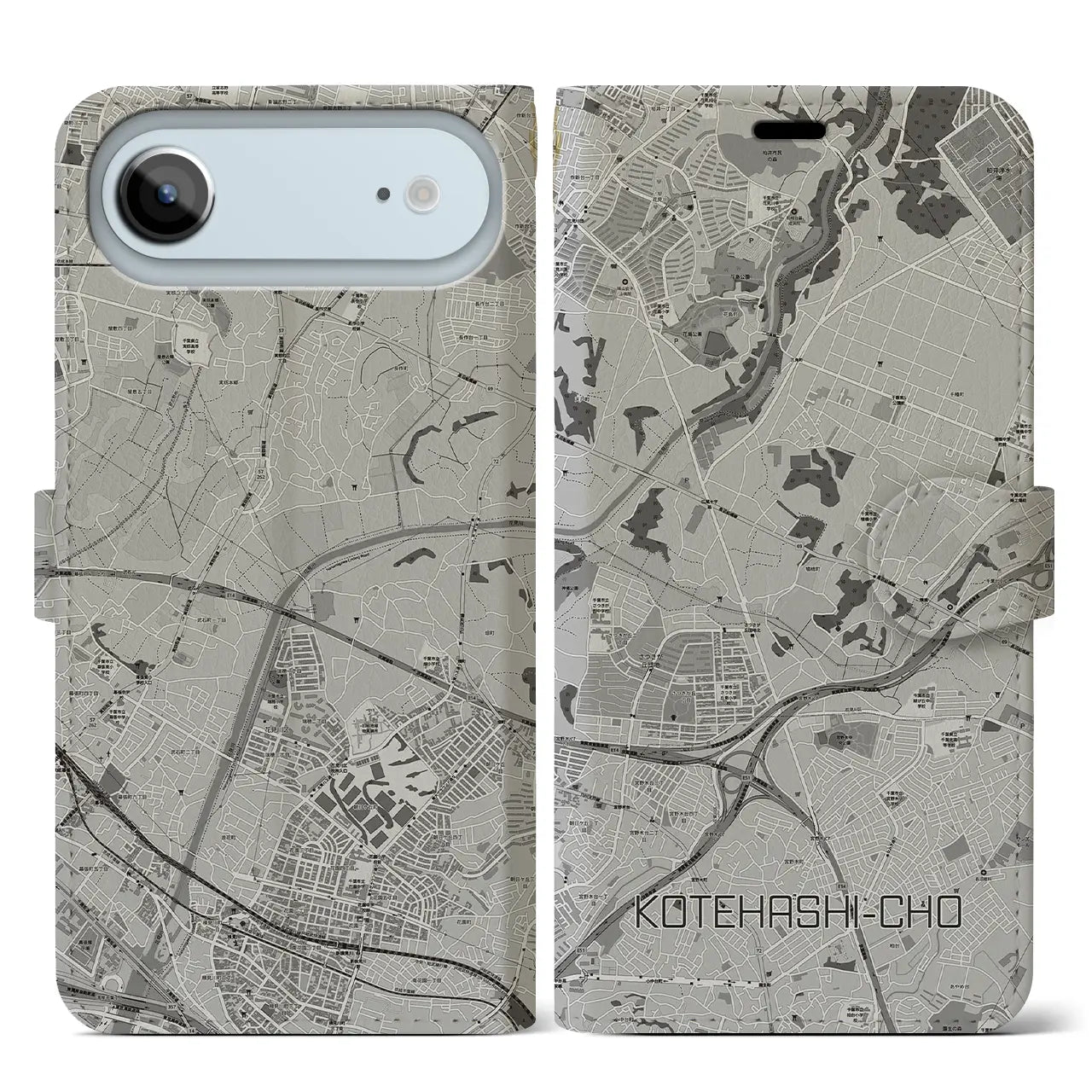 【犢橋町(千葉県)】地図柄iPhoneケース(手帳タイプ)