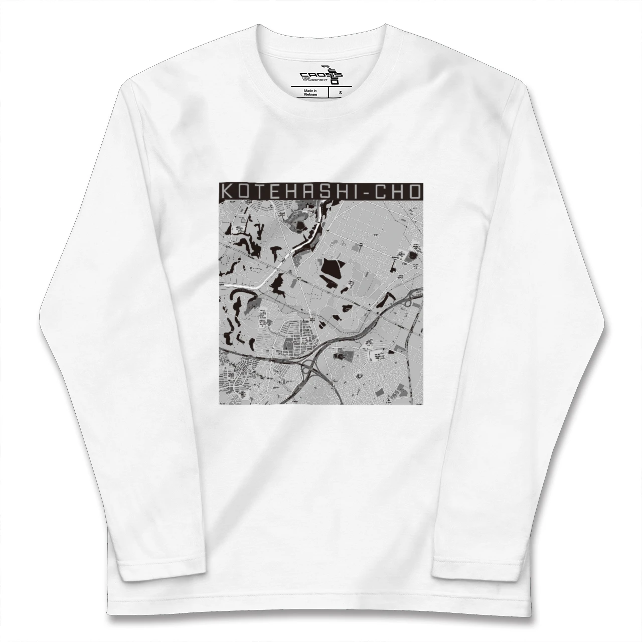 【犢橋町(千葉県)】地図柄ロングスリーブTシャツ