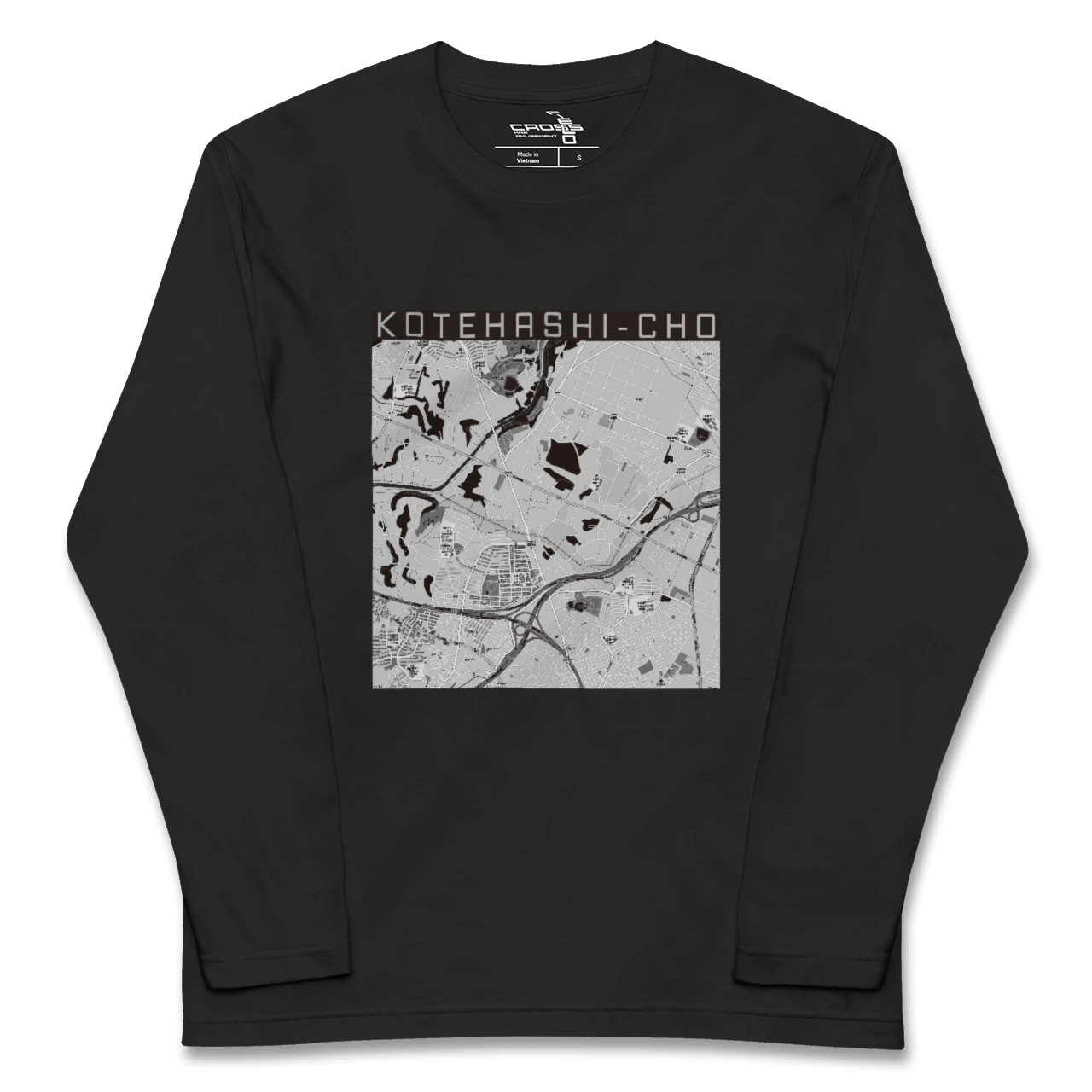 【犢橋町(千葉県)】地図柄ロングスリーブTシャツ