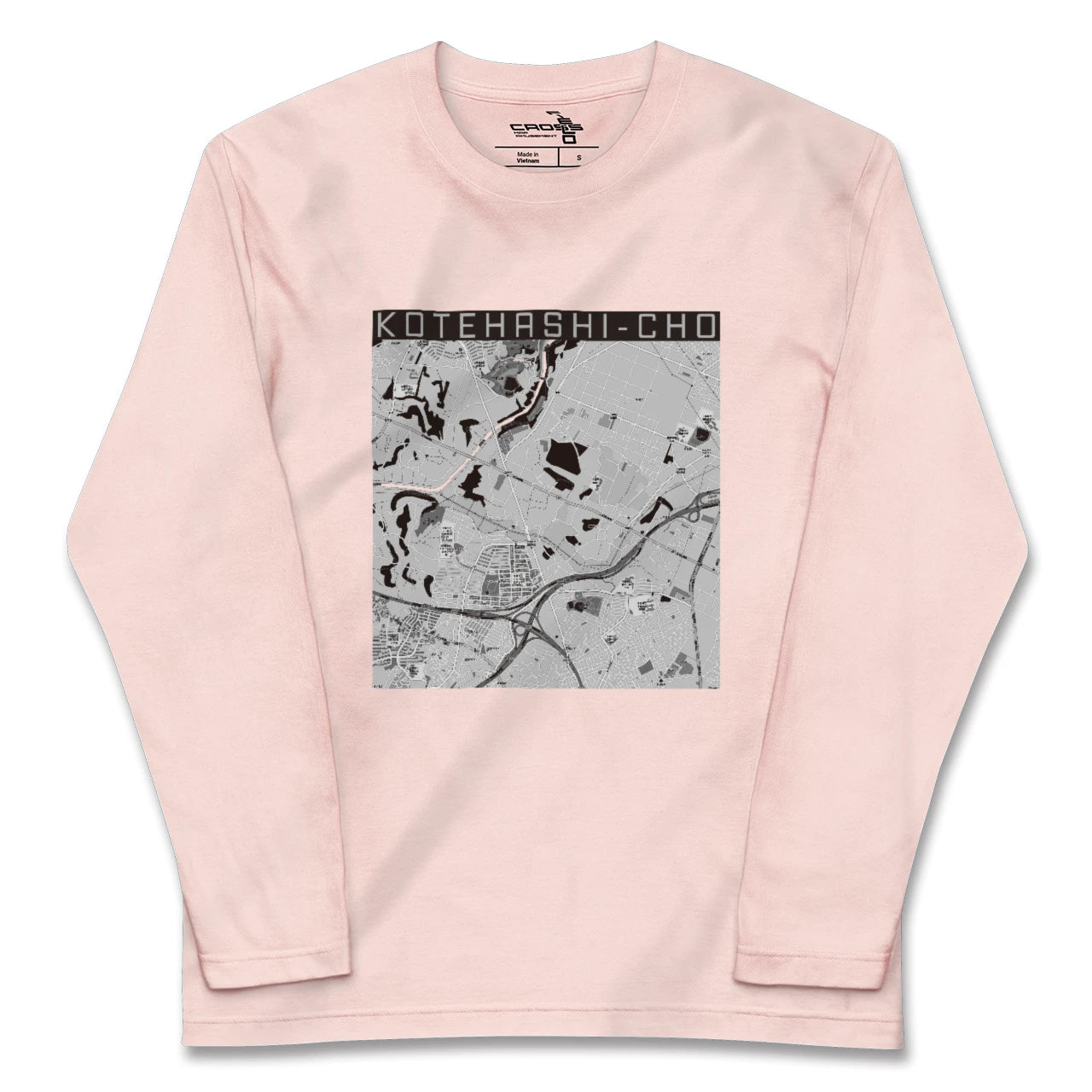 【犢橋町(千葉県)】地図柄ロングスリーブTシャツ