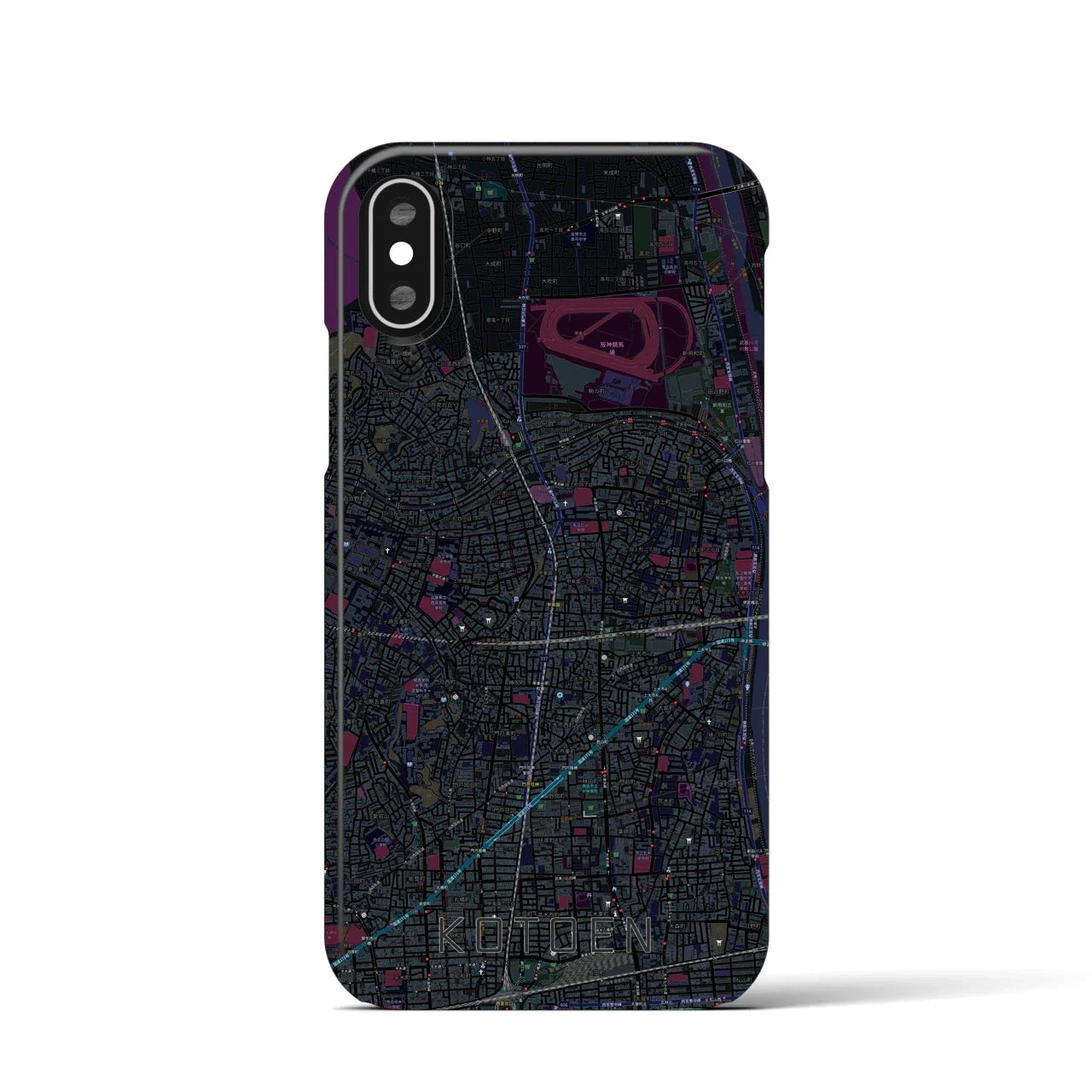 【甲東園(兵庫県)】地図柄iPhoneケース(バックカバータイプ)