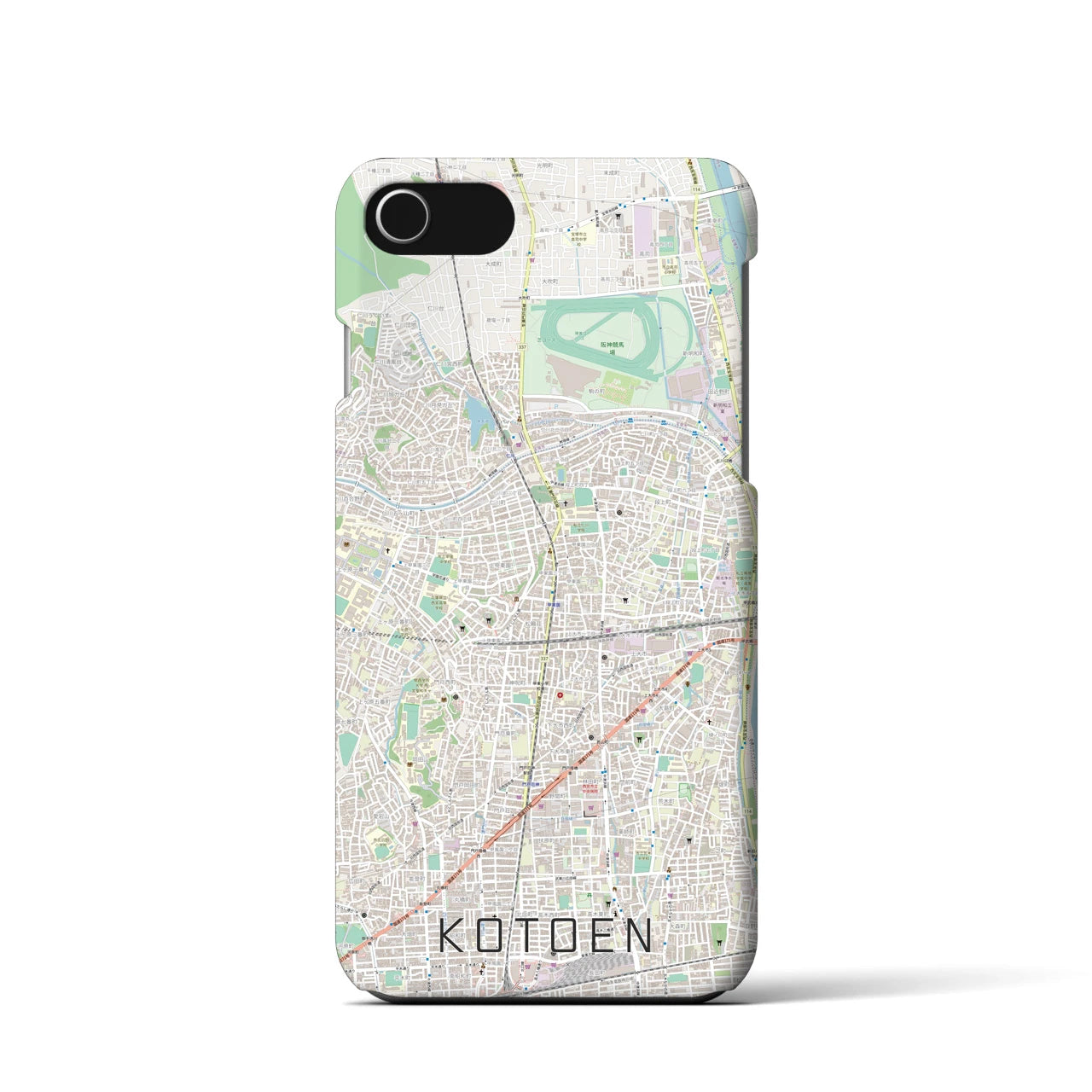 【甲東園(兵庫県)】地図柄iPhoneケース(バックカバータイプ)
