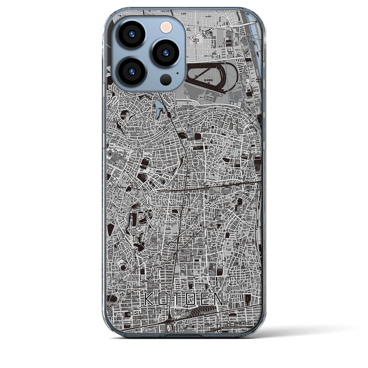 【甲東園(兵庫県)】地図柄iPhoneケース(クリアタイプ)