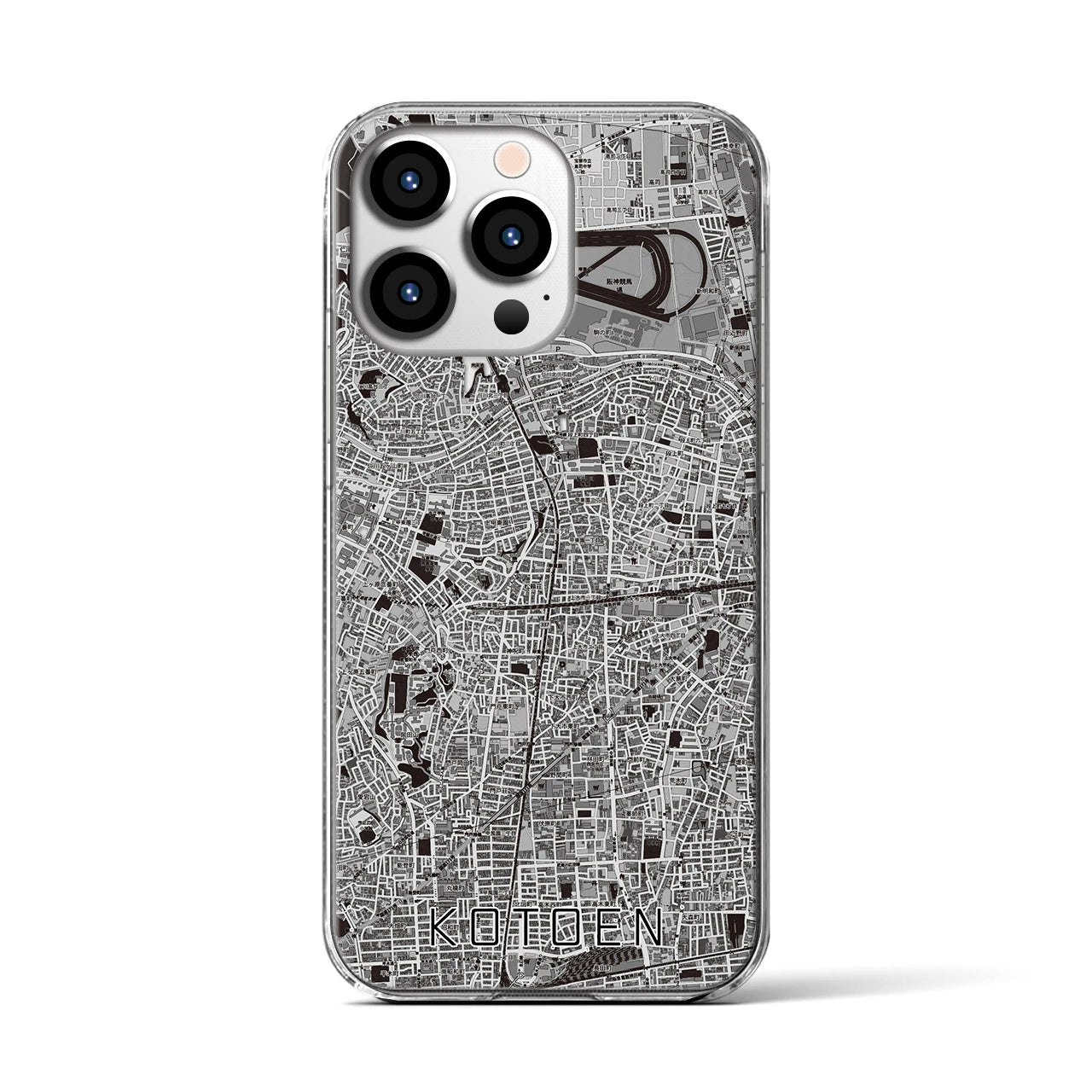 【甲東園(兵庫県)】地図柄iPhoneケース(クリアタイプ)