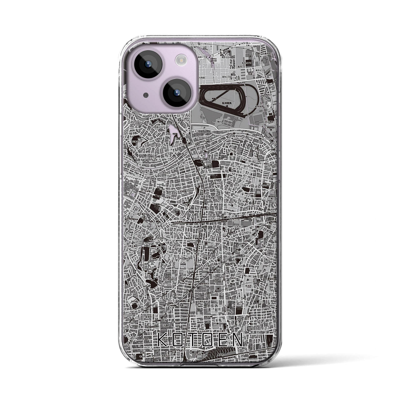 【甲東園(兵庫県)】地図柄iPhoneケース(クリアタイプ)