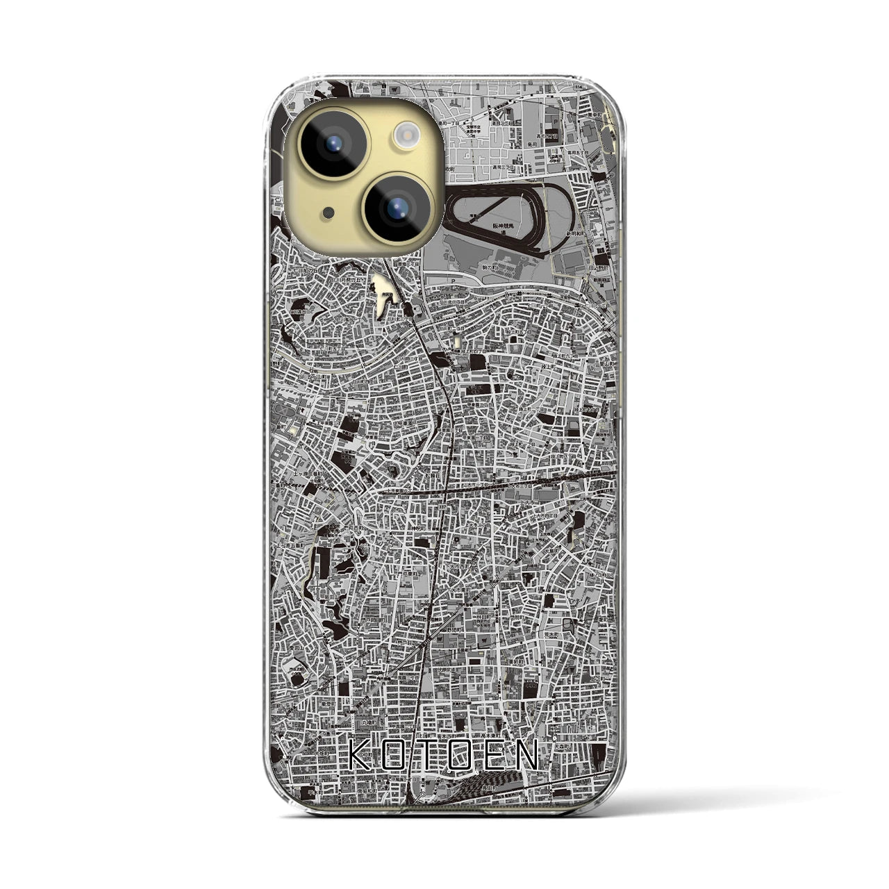 【甲東園(兵庫県)】地図柄iPhoneケース(クリアタイプ)