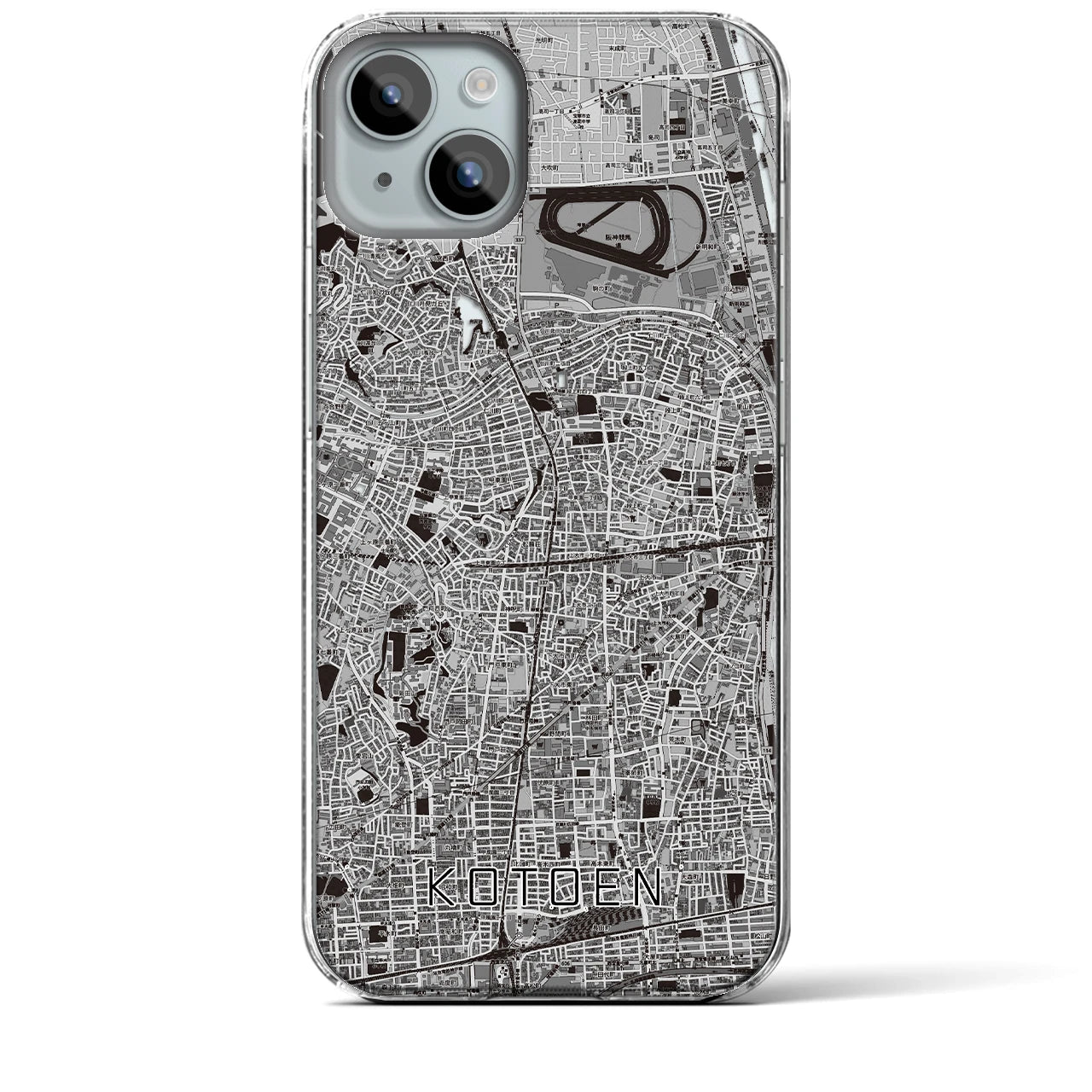 【甲東園(兵庫県)】地図柄iPhoneケース(クリアタイプ)