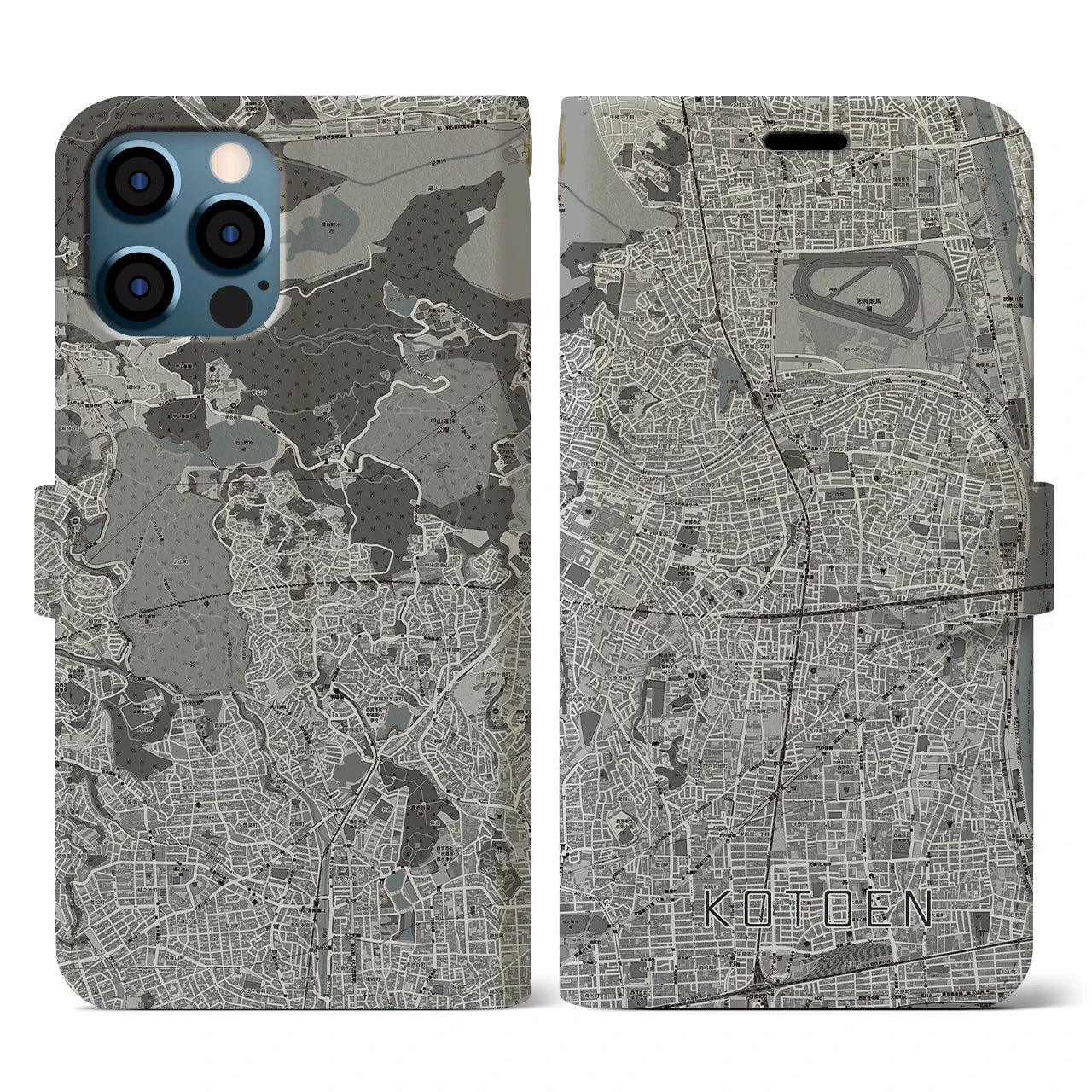 【甲東園(兵庫県)】地図柄iPhoneケース(手帳タイプ)