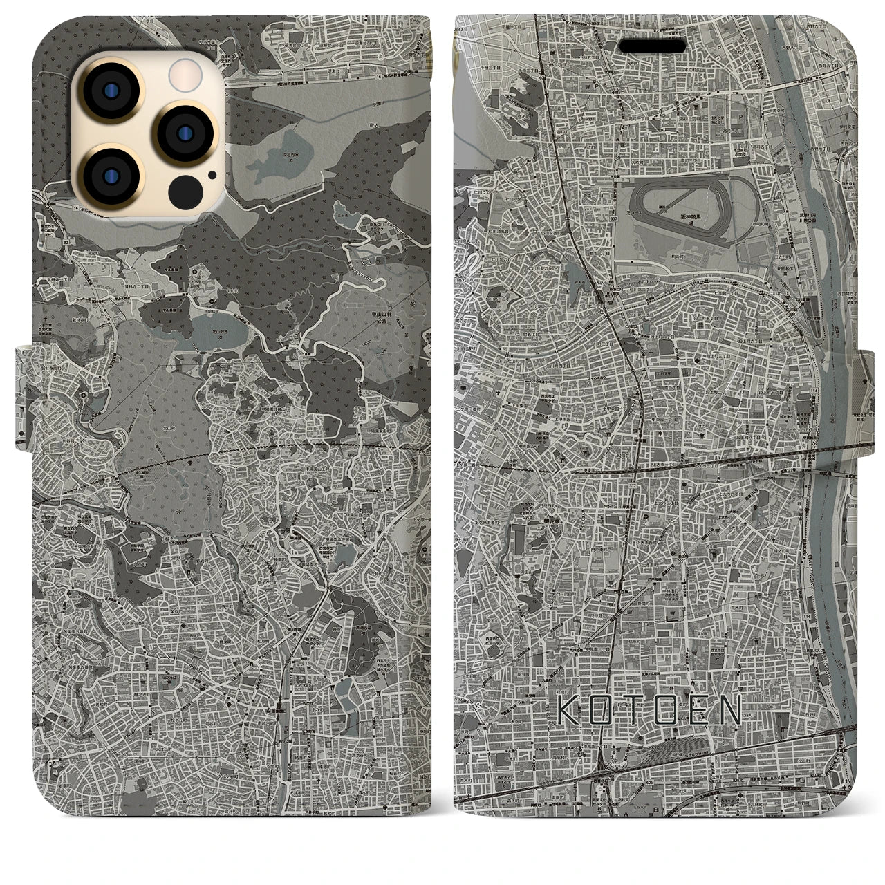 【甲東園(兵庫県)】地図柄iPhoneケース(手帳タイプ)