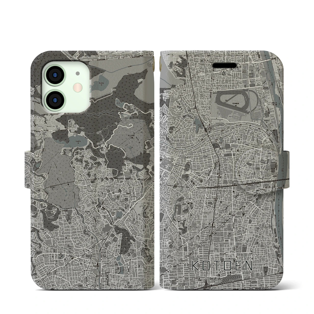 【甲東園(兵庫県)】地図柄iPhoneケース(手帳タイプ)