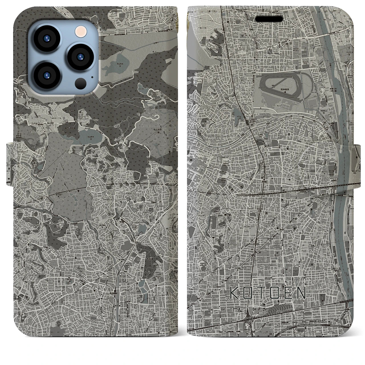 【甲東園(兵庫県)】地図柄iPhoneケース(手帳タイプ)