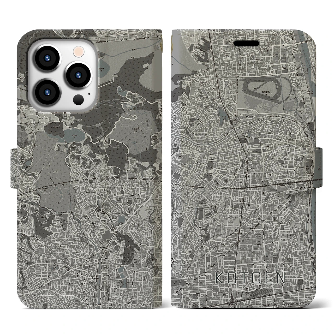 【甲東園(兵庫県)】地図柄iPhoneケース(手帳タイプ)