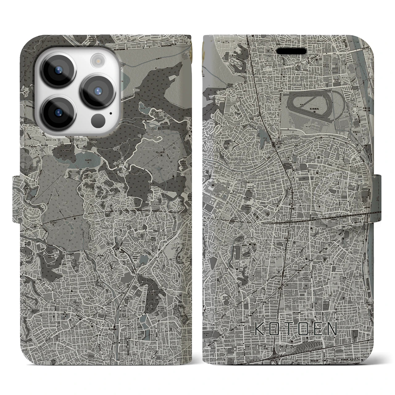 【甲東園(兵庫県)】地図柄iPhoneケース(手帳タイプ)