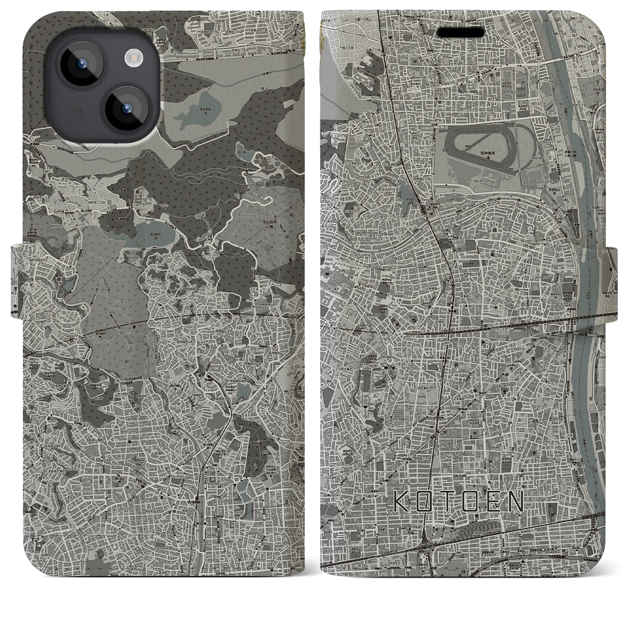 【甲東園(兵庫県)】地図柄iPhoneケース(手帳タイプ)