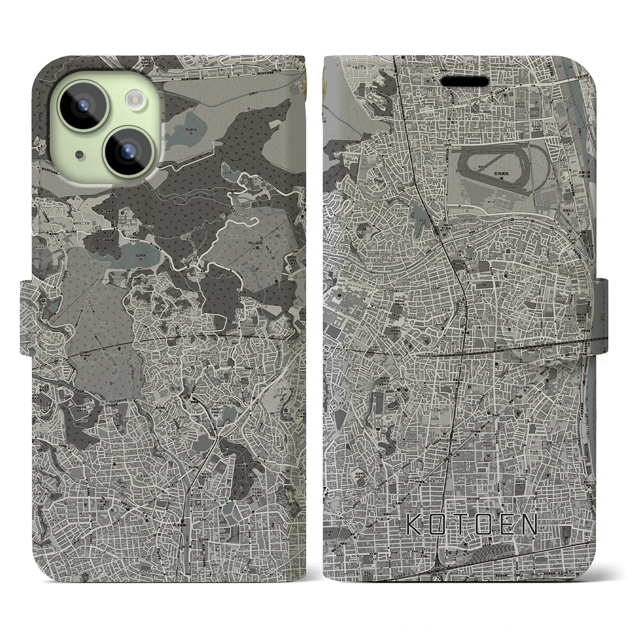 【甲東園(兵庫県)】地図柄iPhoneケース(手帳タイプ)