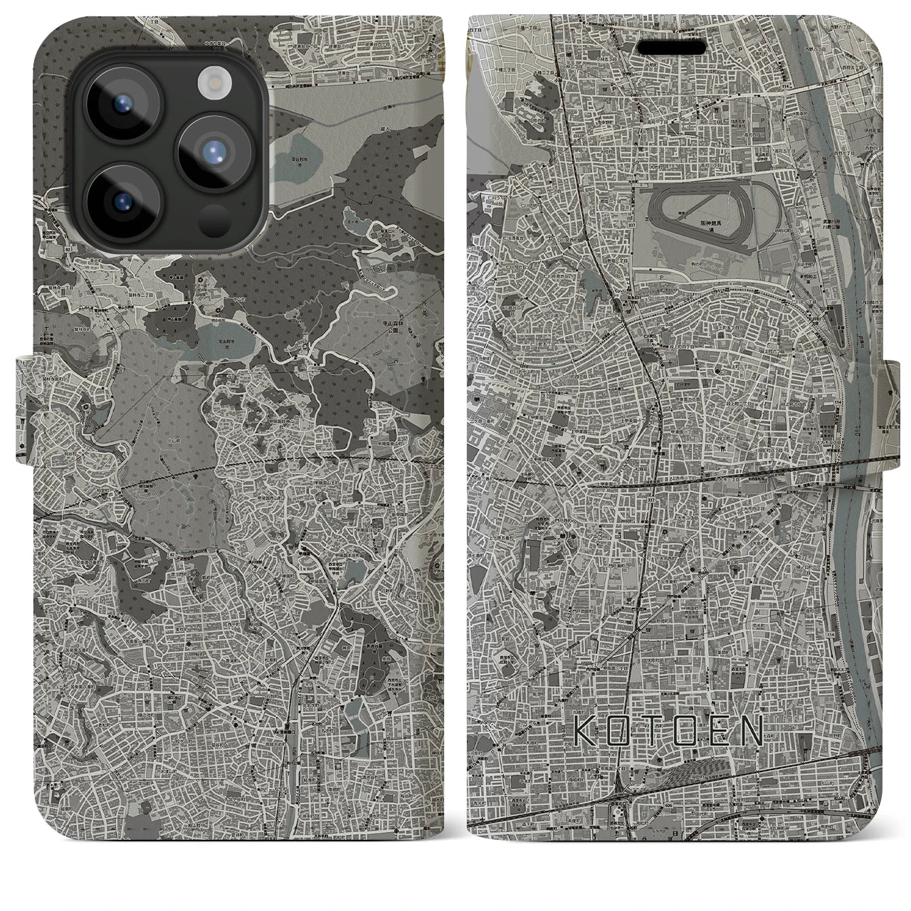 【甲東園(兵庫県)】地図柄iPhoneケース(手帳タイプ)