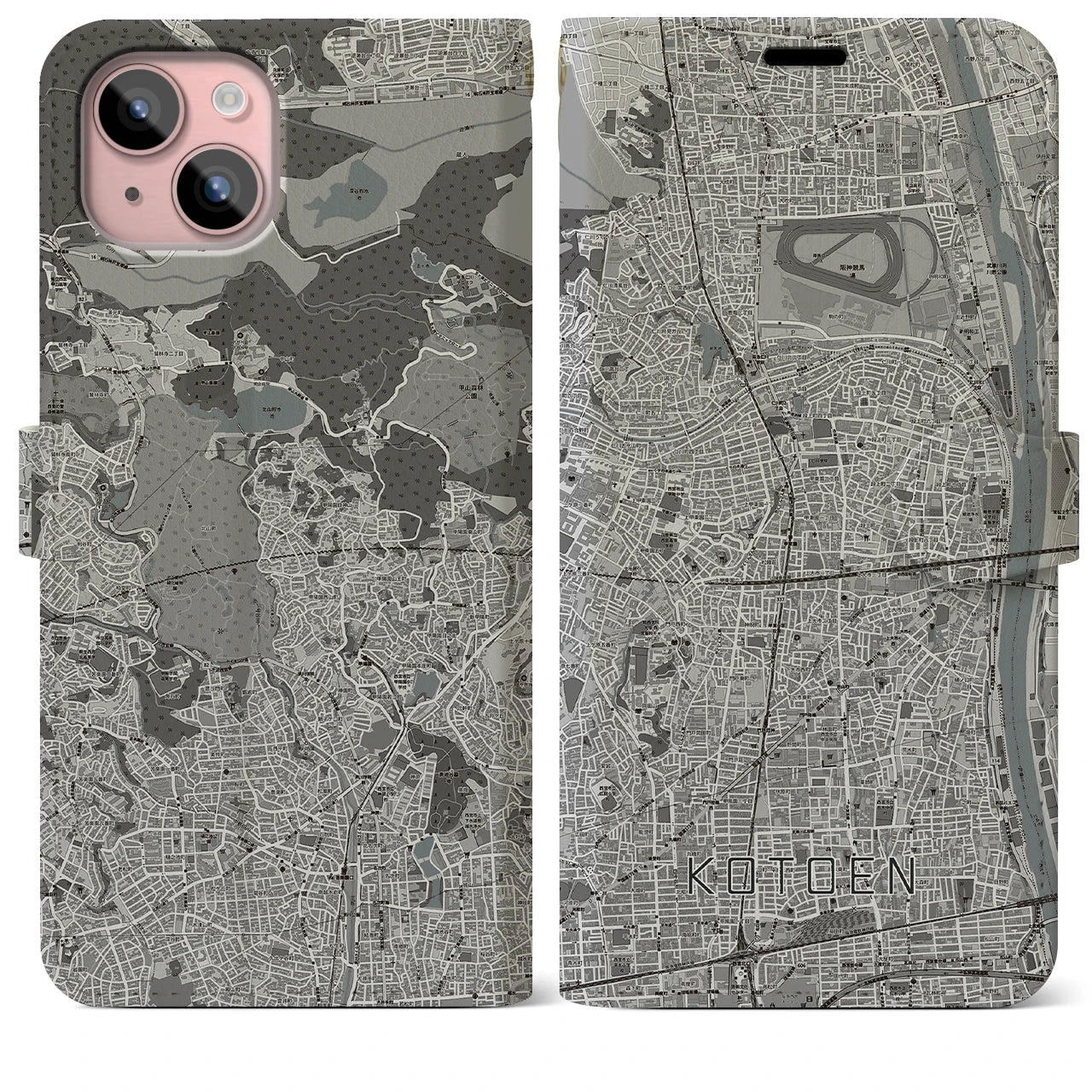 【甲東園(兵庫県)】地図柄iPhoneケース(手帳タイプ)