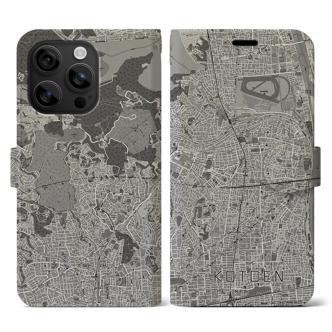 【甲東園(兵庫県)】地図柄iPhoneケース(手帳タイプ)