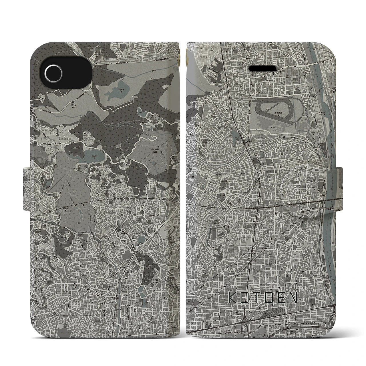 【甲東園(兵庫県)】地図柄iPhoneケース(手帳タイプ)