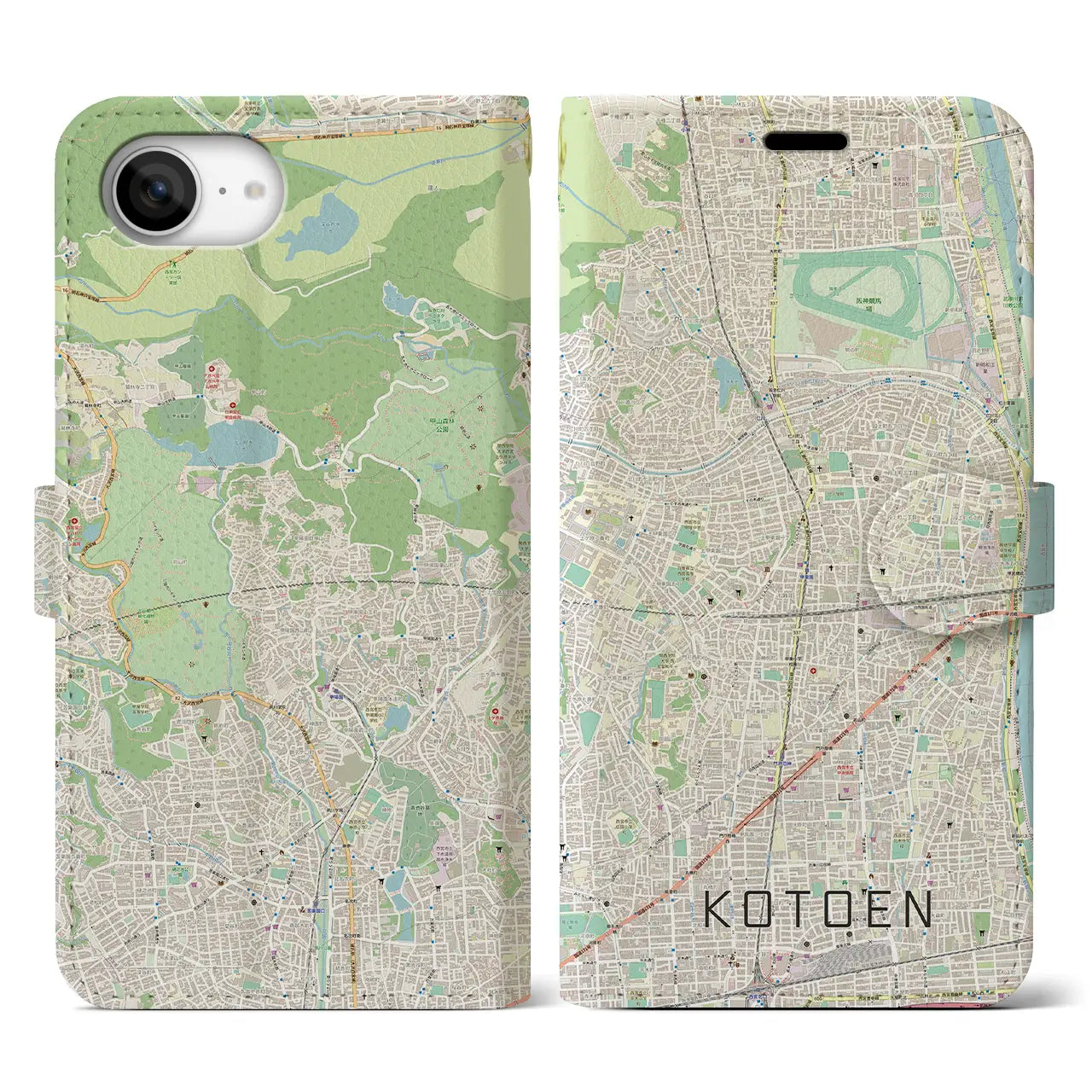 【甲東園(兵庫県)】地図柄iPhoneケース(手帳タイプ)