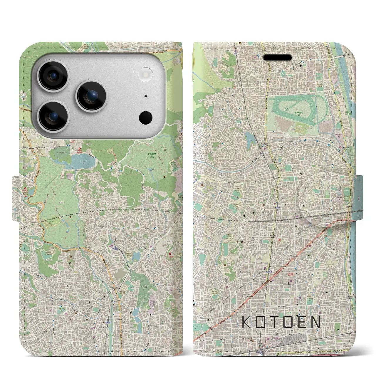 【甲東園(兵庫県)】地図柄iPhoneケース(手帳タイプ)