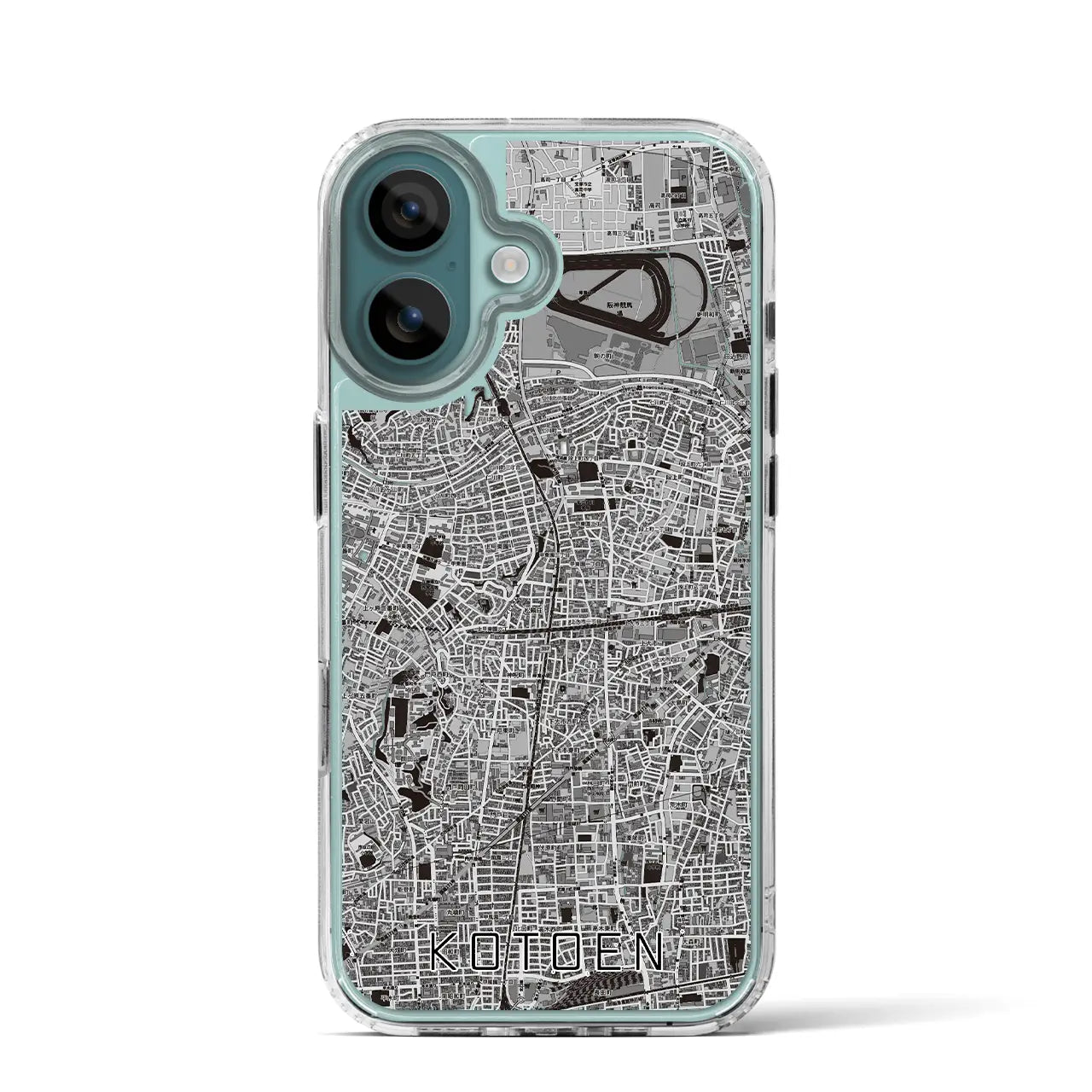 【甲東園(兵庫県)】地図柄iPhoneケース(MagSafeタイプ)モノトーン・iPhone 16 Pro 用