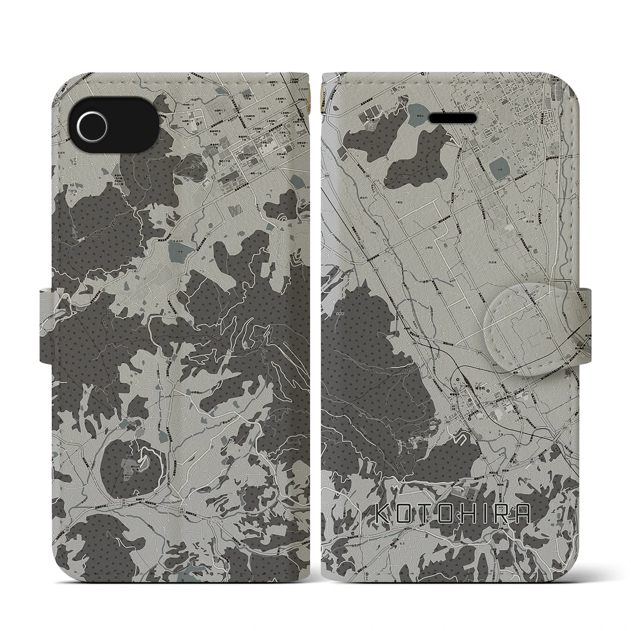 【琴平(香川県)】地図柄iPhoneケース(手帳タイプ)