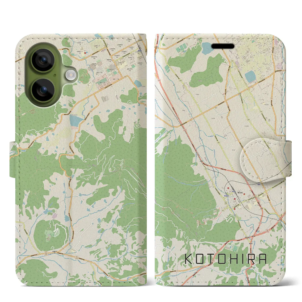 【琴平(香川県)】地図柄iPhoneケース(手帳タイプ)