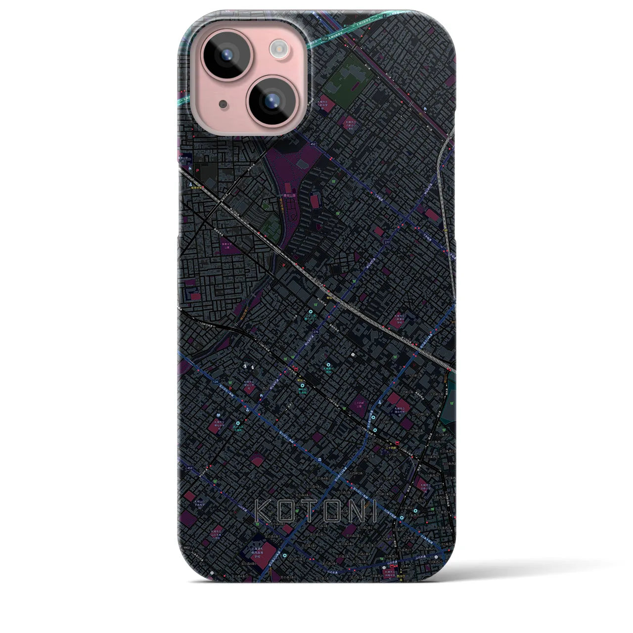 【琴似(北海道)】地図柄iPhoneケース(バックカバータイプ)
