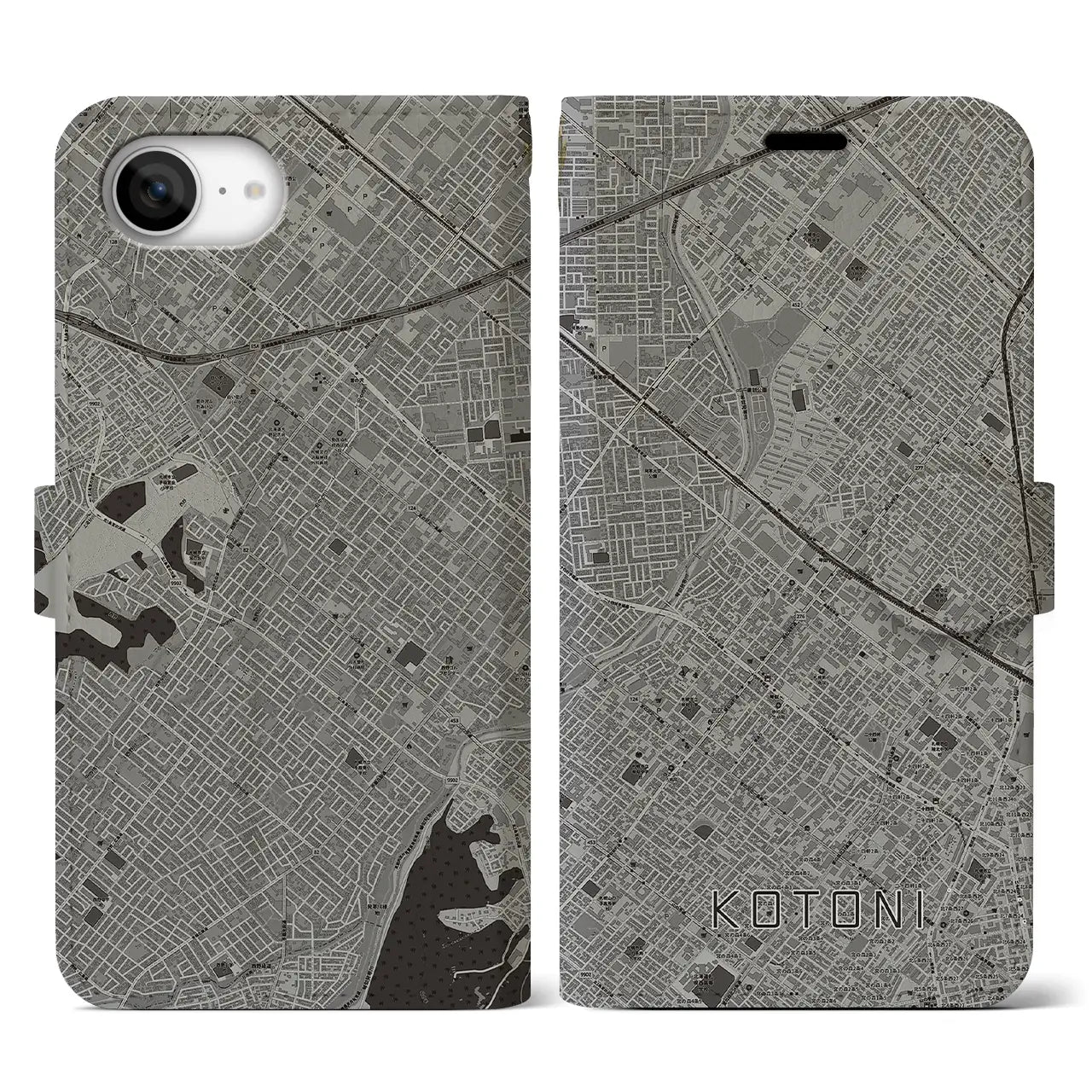 【琴似(北海道)】地図柄iPhoneケース(手帳タイプ)