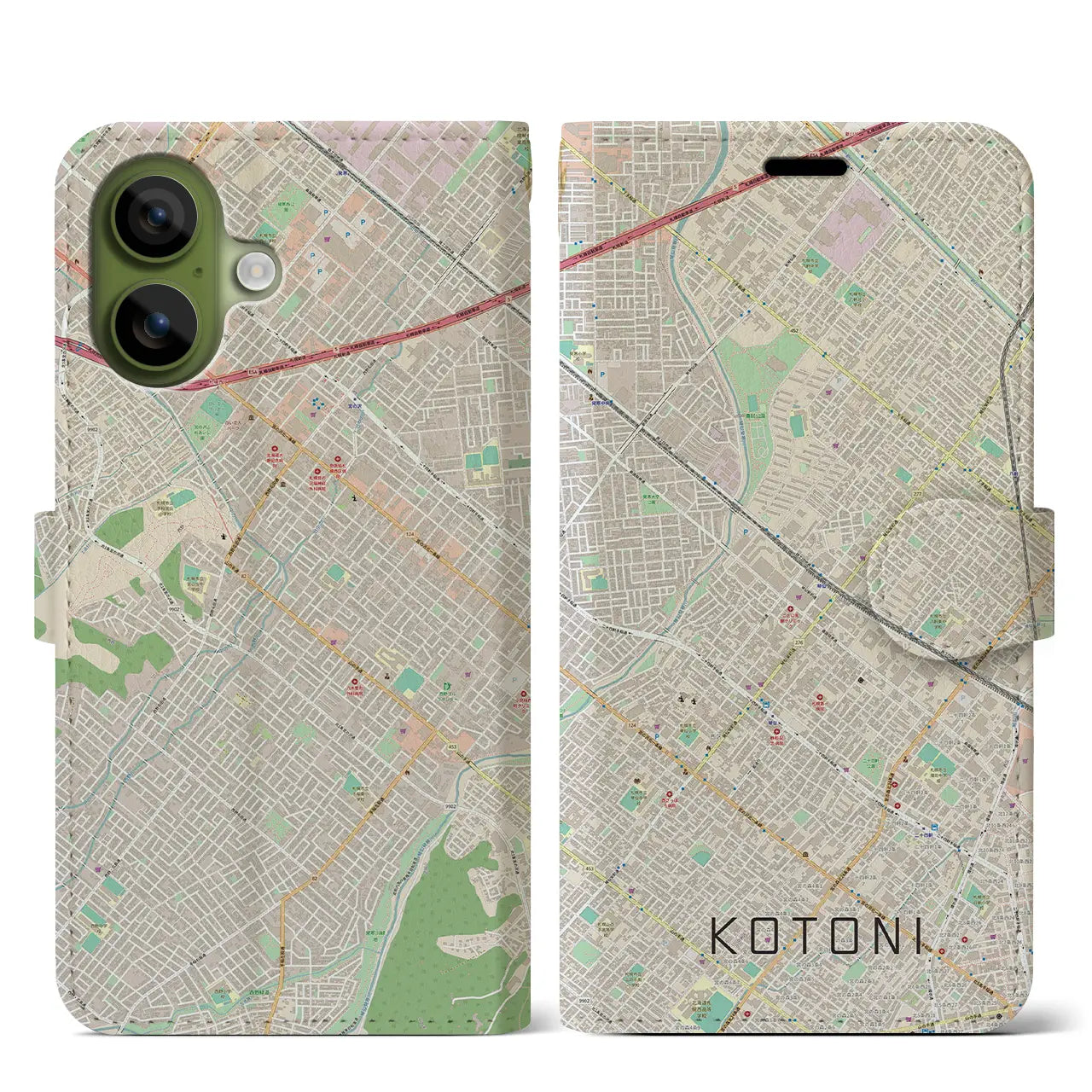 【琴似(北海道)】地図柄iPhoneケース(手帳タイプ)