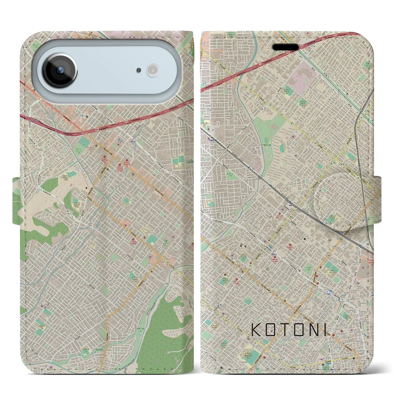 【琴似(北海道)】地図柄iPhoneケース(手帳タイプ)