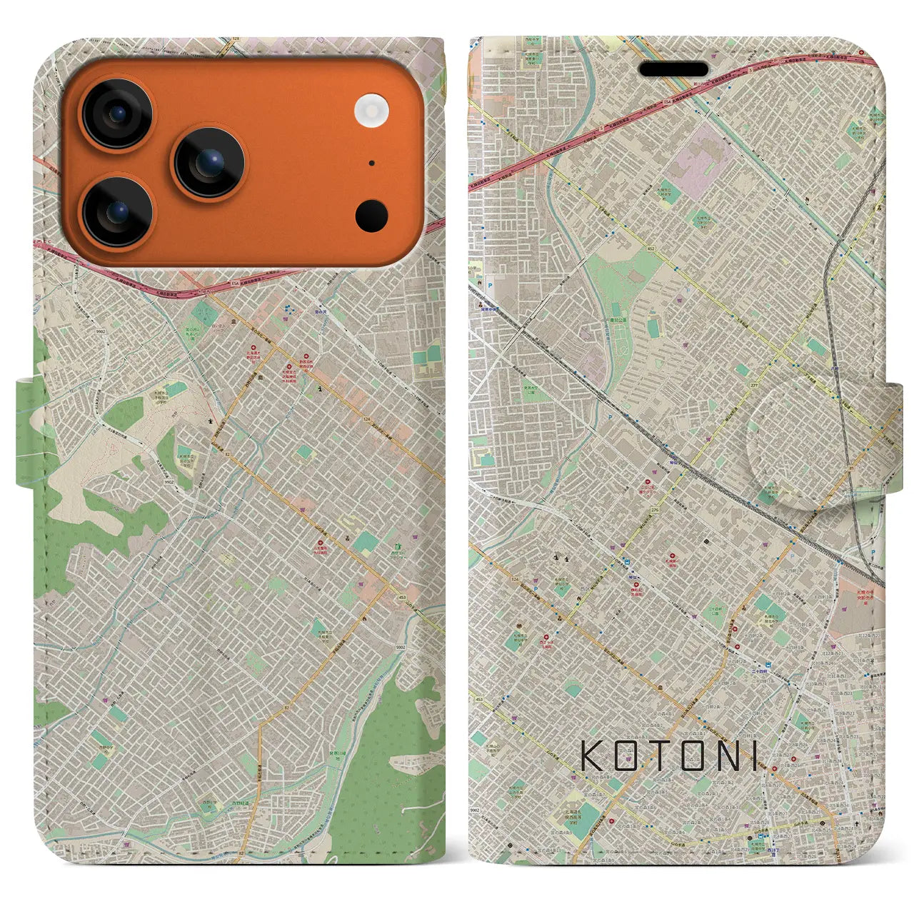 【琴似(北海道)】地図柄iPhoneケース(手帳タイプ)