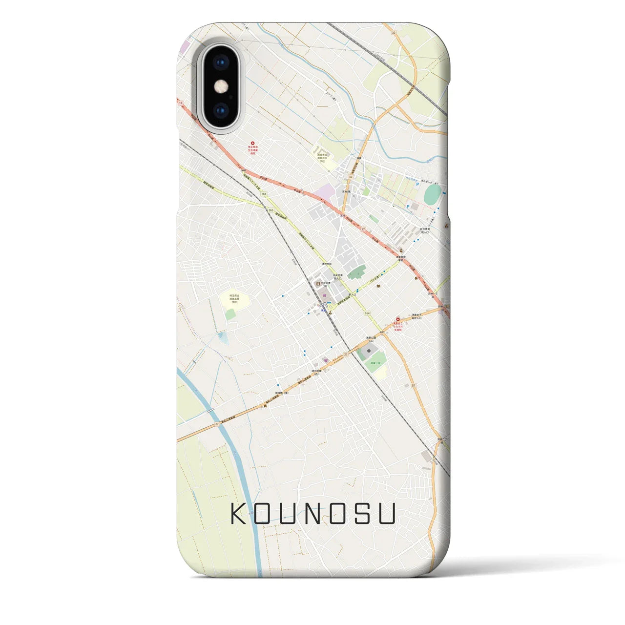 【鴻巣(埼玉県)】地図柄iPhoneケース(バックカバータイプ)